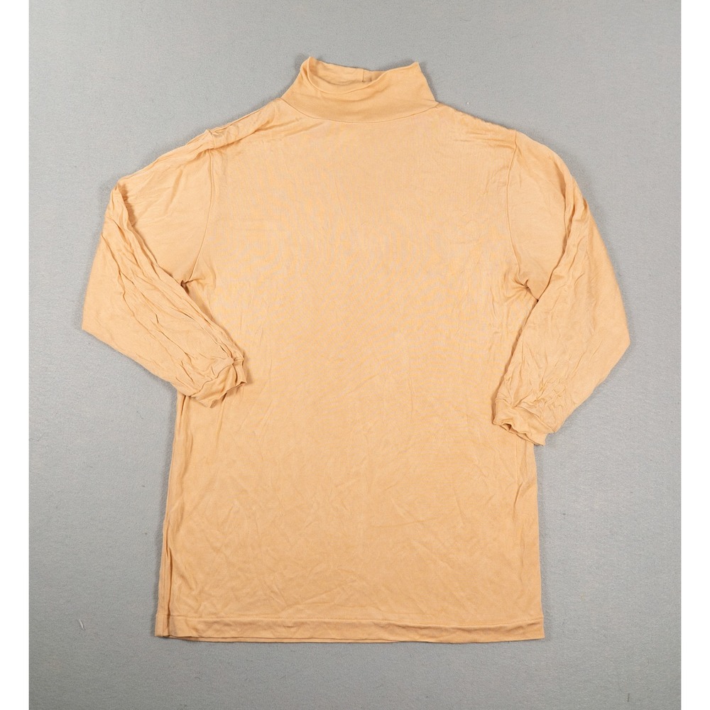WinterSilks Womens Turtleneck Top 100% Pure Silk Long Sleeve Peach S Classic